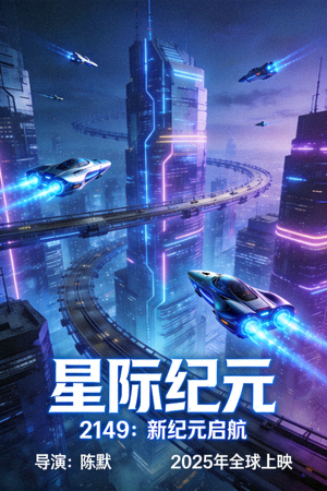 科幻电影海报 - 未来城市与飞行器